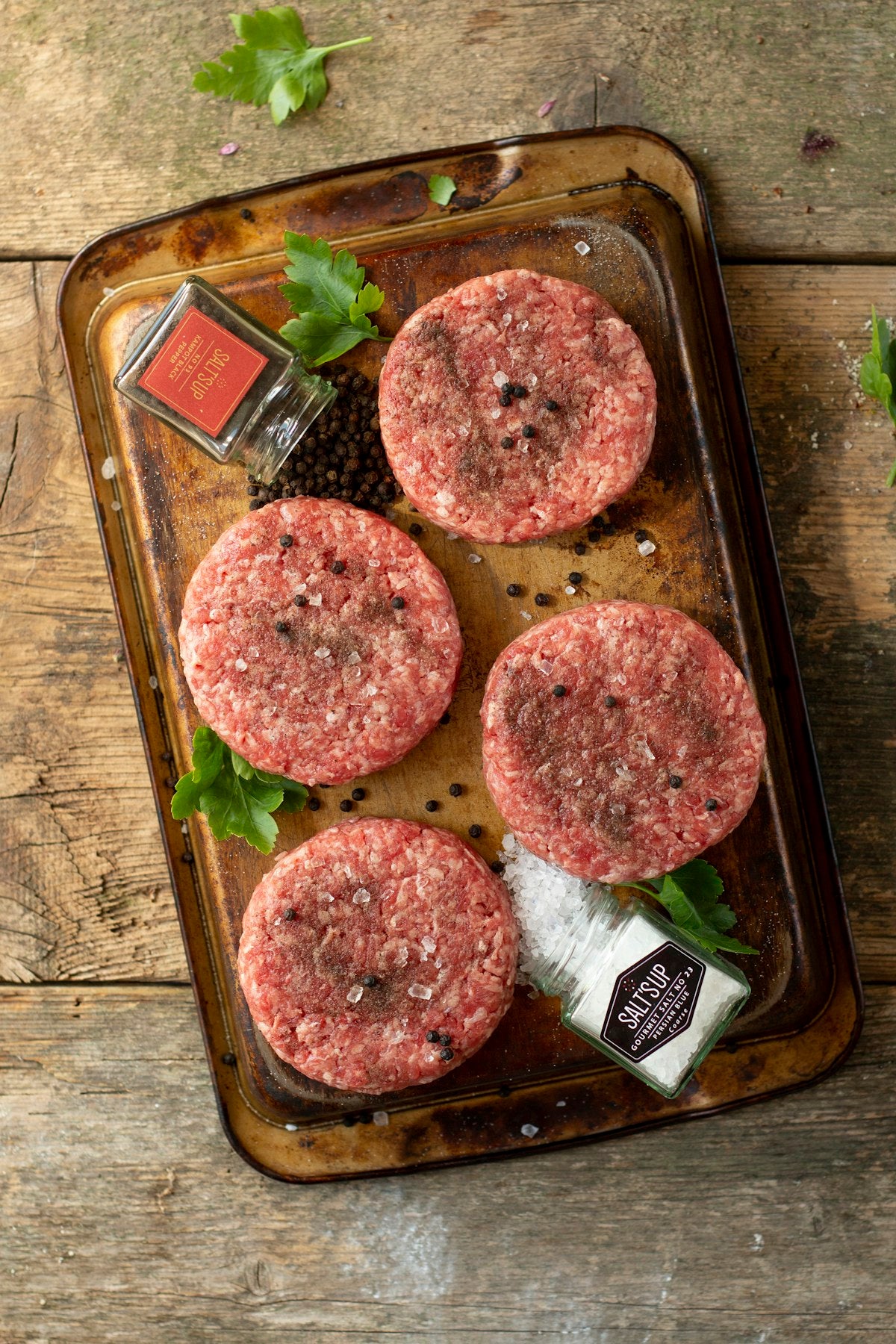 Ground beef burger patties