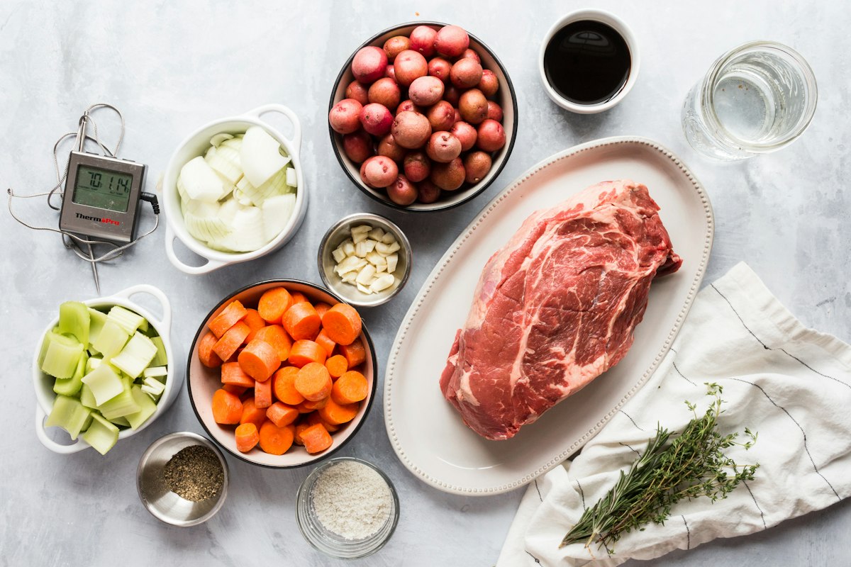 Chuck roast with pot roast vegetables