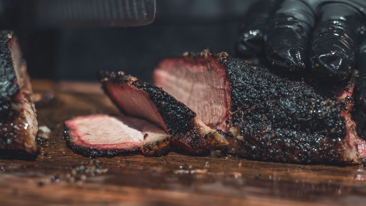 Smoked brisket, sliced