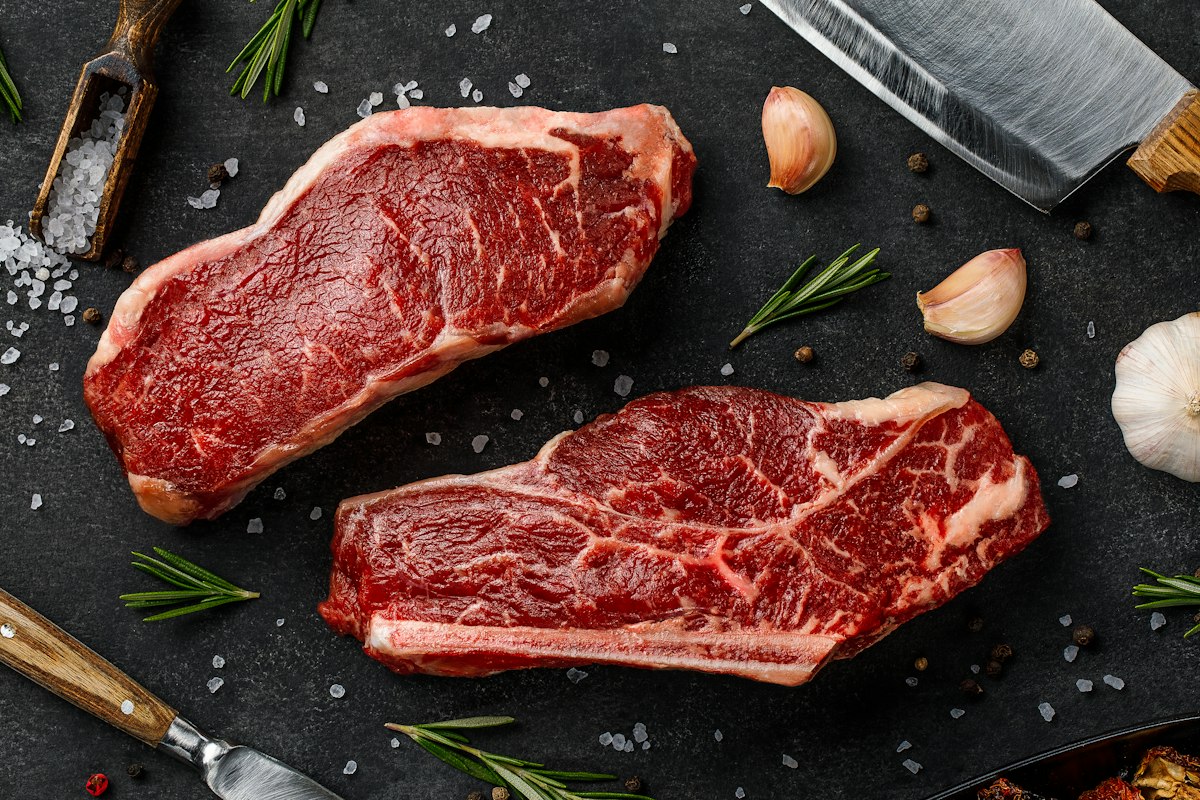 New York strip steaks